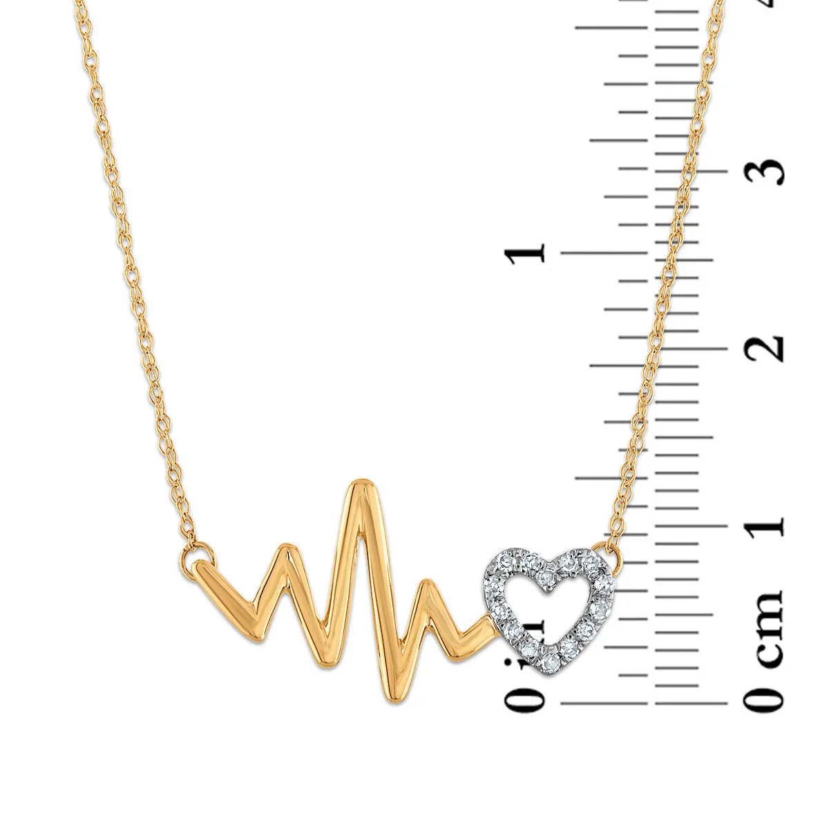 1/10 CTW Diamond Heartbeat Necklace in 10KT Yellow Gold