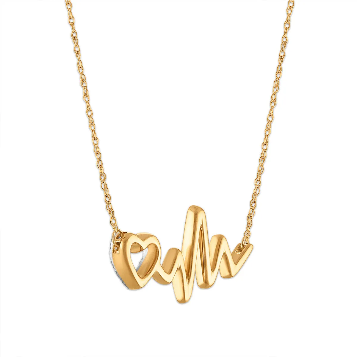 1/10 CTW Diamond Heartbeat Necklace in 10KT Yellow Gold