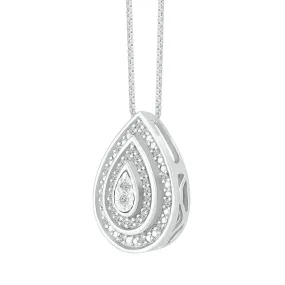 1/15 CTW Diamond Cluster Pear Shaped 18-inch Pendant in Sterling Silver