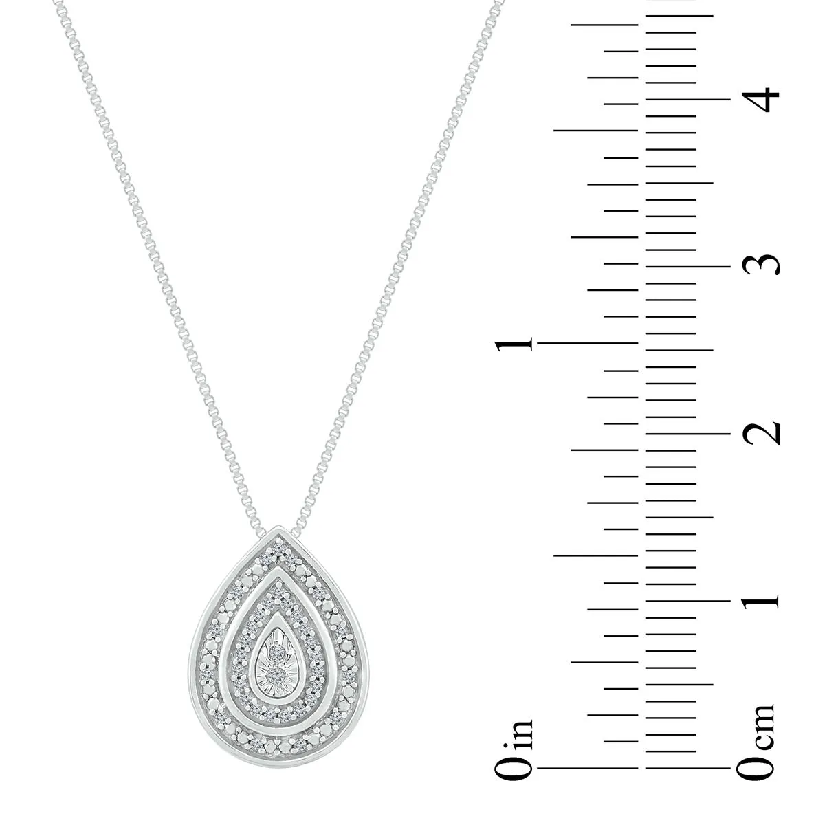 1/15 CTW Diamond Cluster Pear Shaped 18-inch Pendant in Sterling Silver