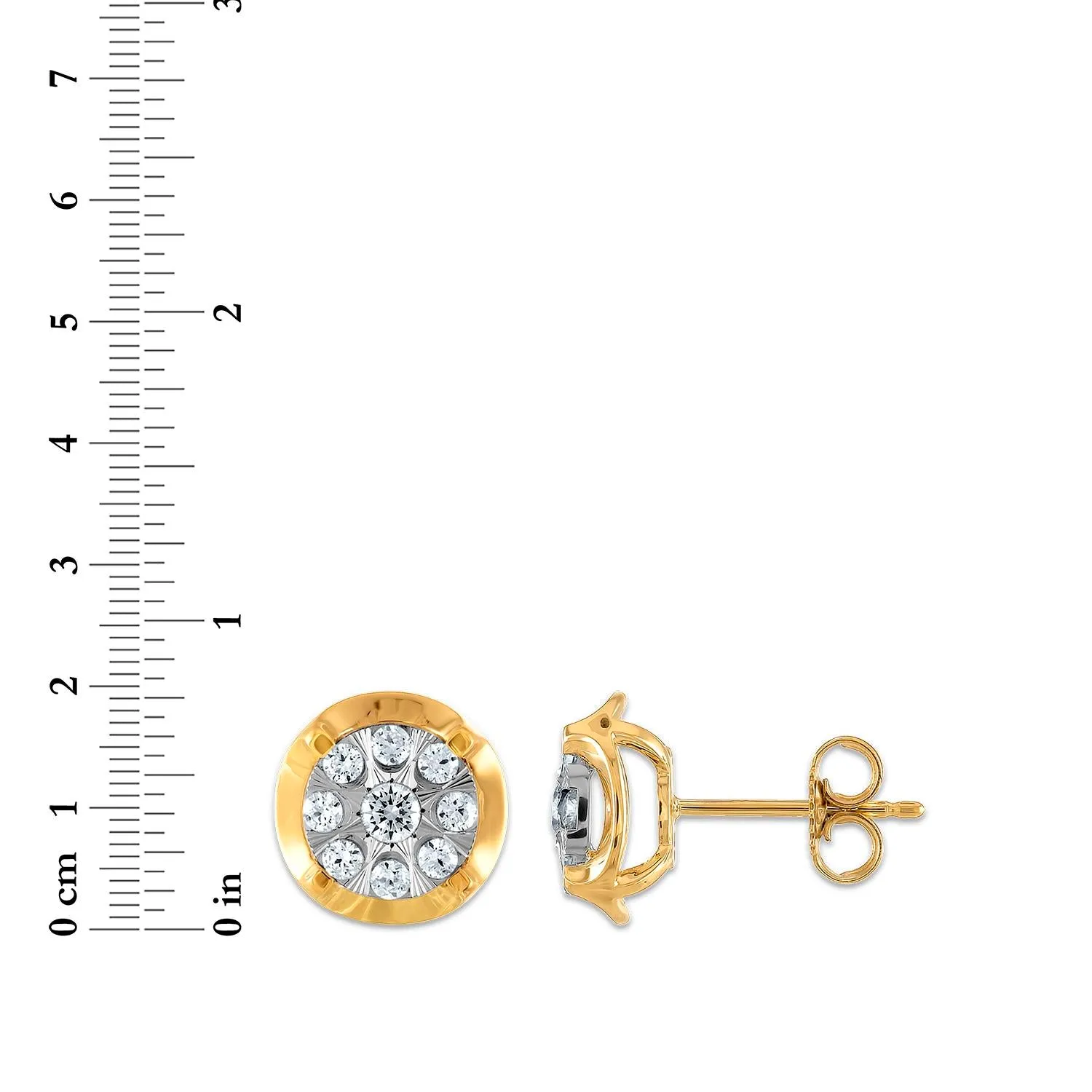 1/2 CTW Diamond Cluster Earrings in 10KT White and Yellow Gold