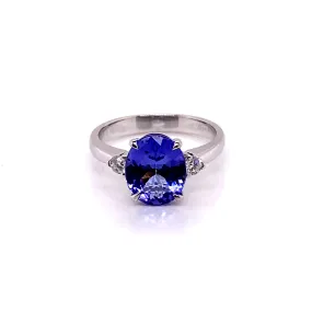 14KW Oval Cut Purple/Blue Tanzanite And Diamond Fashion Ring