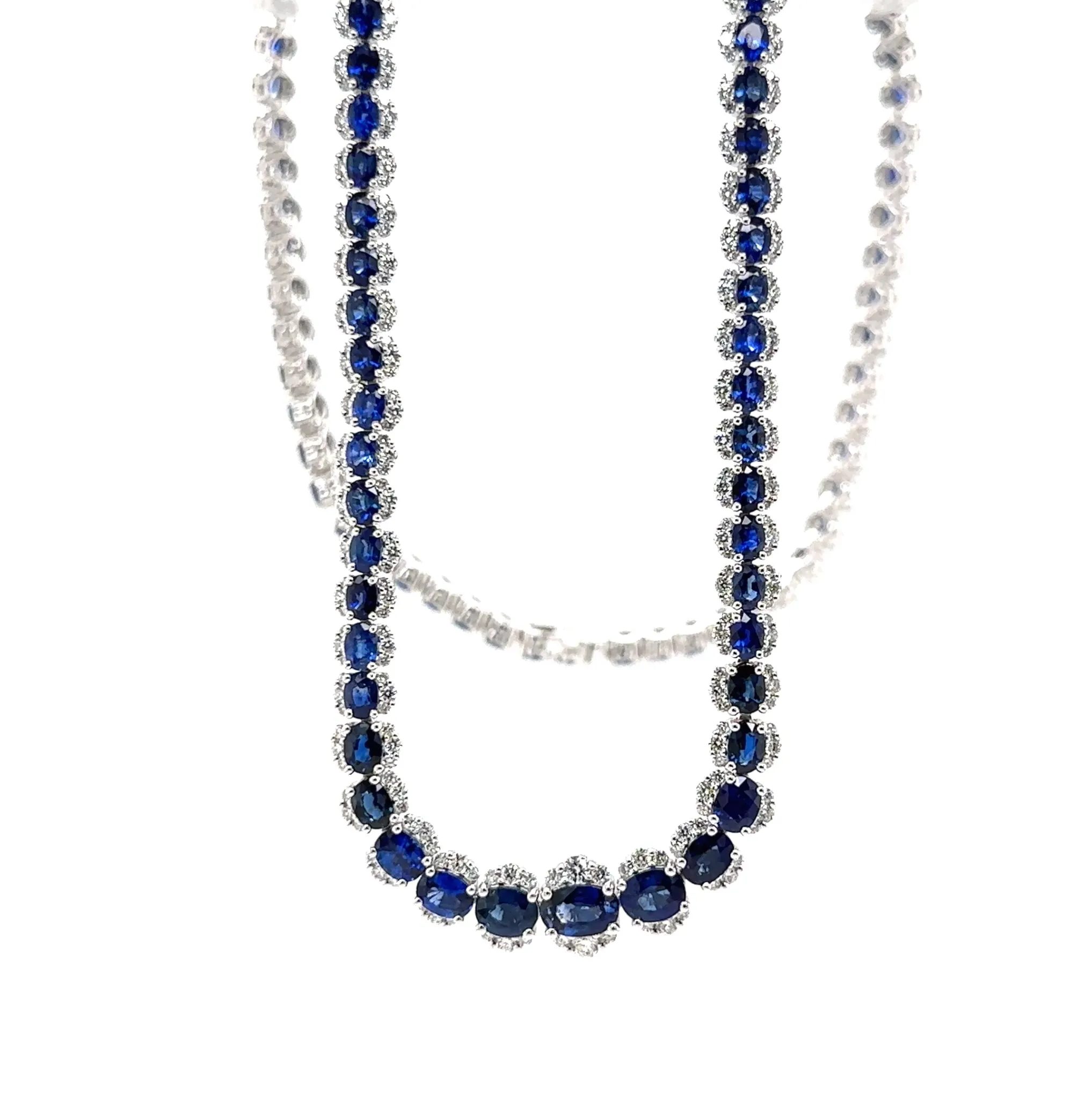 18KW Sapphire & Diamond Custom Necklace