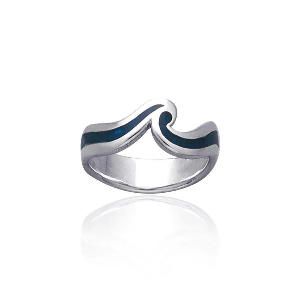 A happy moment when out to play with the sea waves ~ Sterling Silver Jewelry Inlaid Ring TR3603