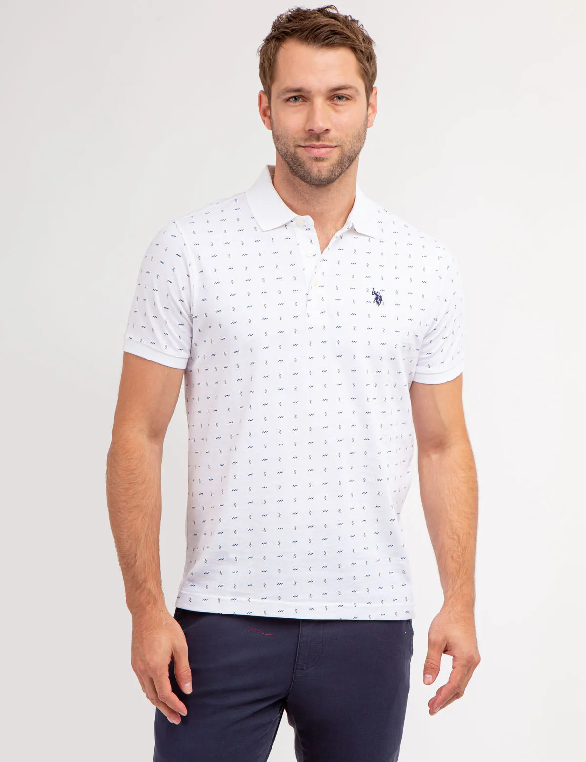 ALLOVER PRINTED JERSEY POLO SHIRT