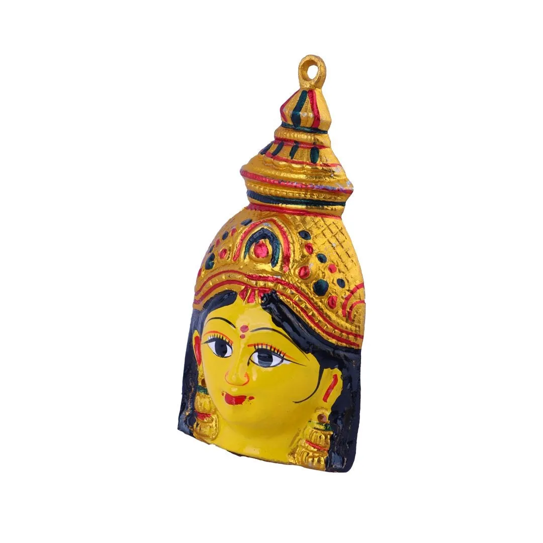 Ammavari Face - 6.5 x 3.25 Inches | Zinc Vara Lakshmi Face/ Yellow Amman Mugam for Deity/ 90 Gms Approx