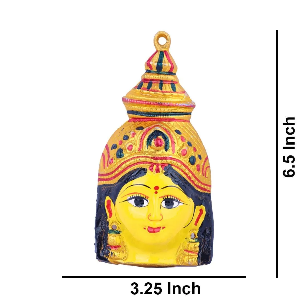 Ammavari Face - 6.5 x 3.25 Inches | Zinc Vara Lakshmi Face/ Yellow Amman Mugam for Deity/ 90 Gms Approx