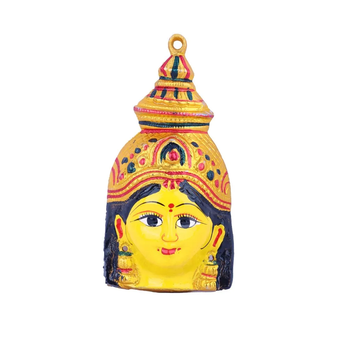 Ammavari Face - 6.5 x 3.25 Inches | Zinc Vara Lakshmi Face/ Yellow Amman Mugam for Deity/ 90 Gms Approx