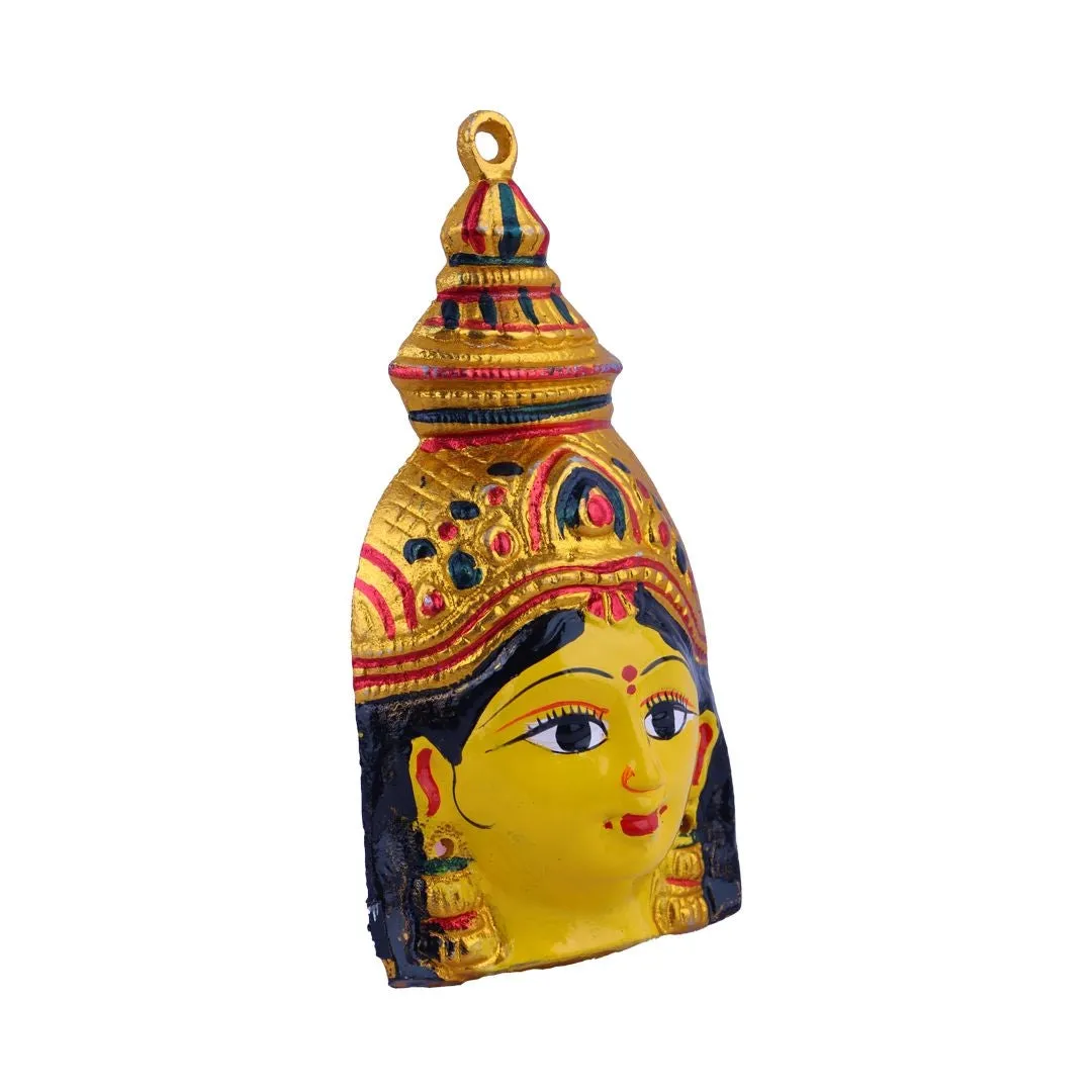 Ammavari Face - 6.5 x 3.25 Inches | Zinc Vara Lakshmi Face/ Yellow Amman Mugam for Deity/ 90 Gms Approx