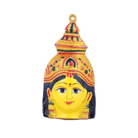 Ammavari Face - 6.5 x 3.25 Inches | Zinc Vara Lakshmi Face/ Yellow Amman Mugam for Deity/ 90 Gms Approx