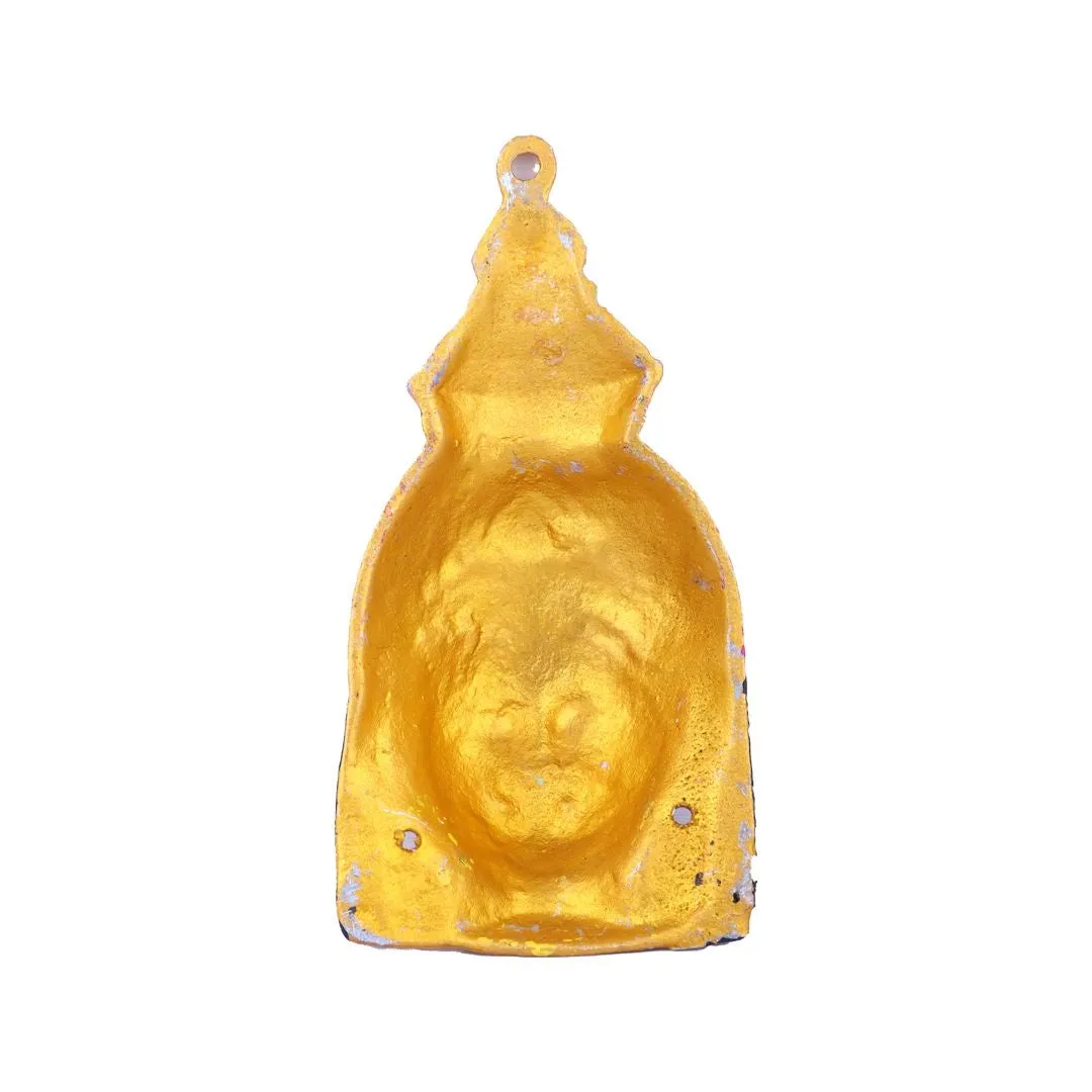 Ammavari Face - 6.5 x 3.25 Inches | Zinc Vara Lakshmi Face/ Yellow Amman Mugam for Deity/ 90 Gms Approx