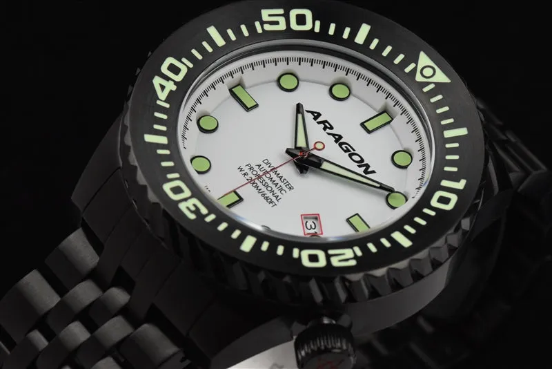 ARAGON Divemaster EVO IP Black 45mm Super Luminova Dial A263WHT