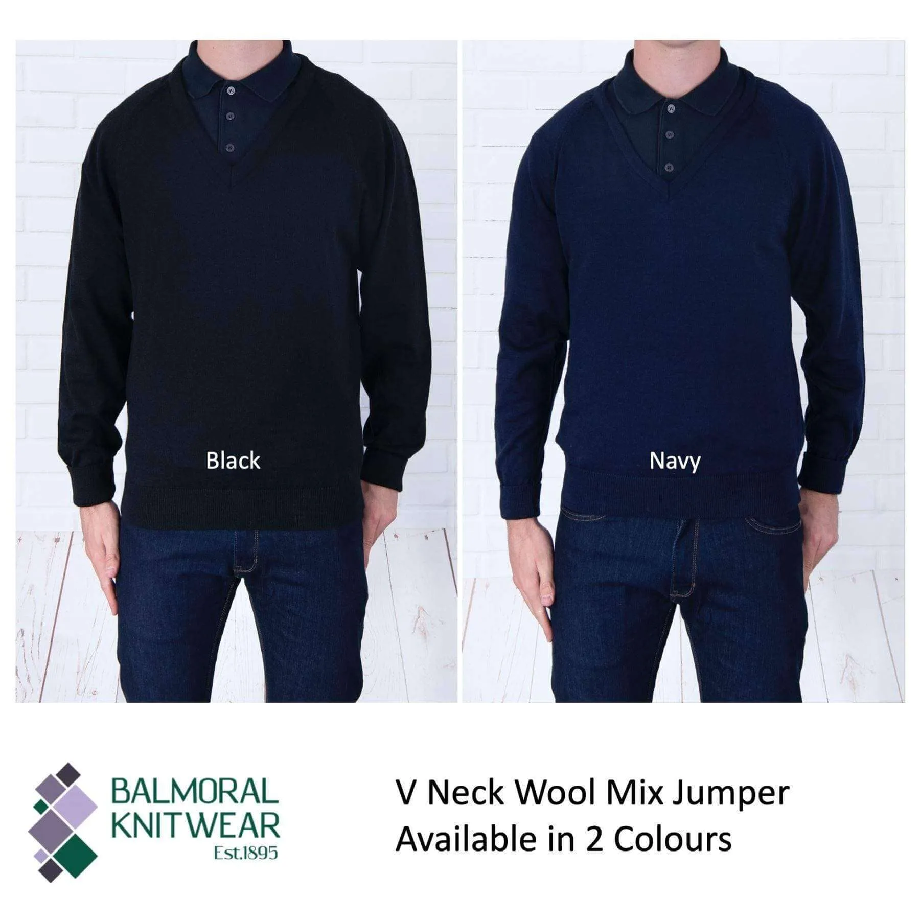 Balmoral Men V-Neck Wool Blend Long Sleeve Jumper