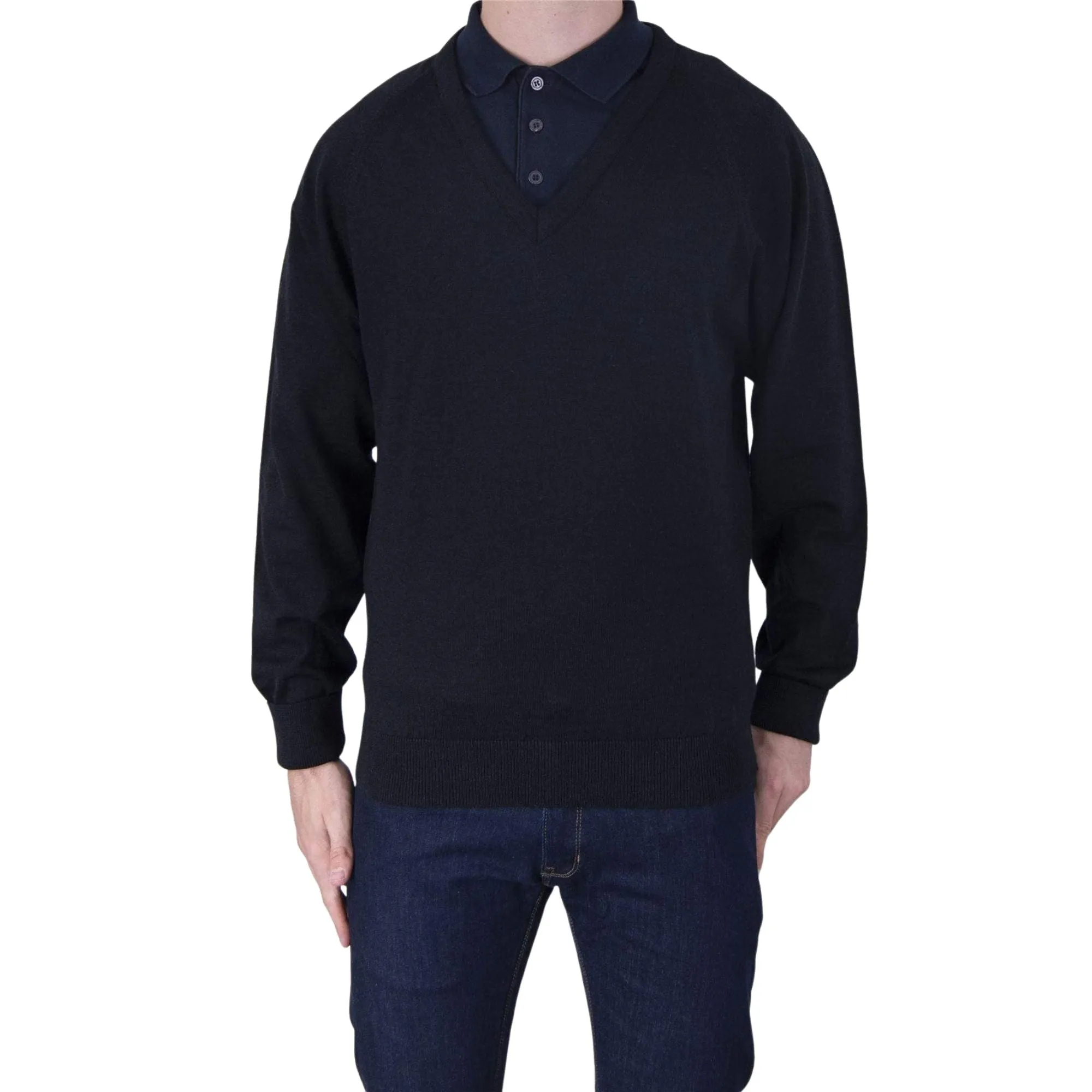 Balmoral Men V-Neck Wool Blend Long Sleeve Jumper