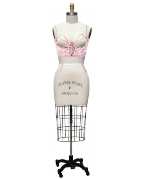 Bared- the Cupless Underbust Pink Satin Corset Top