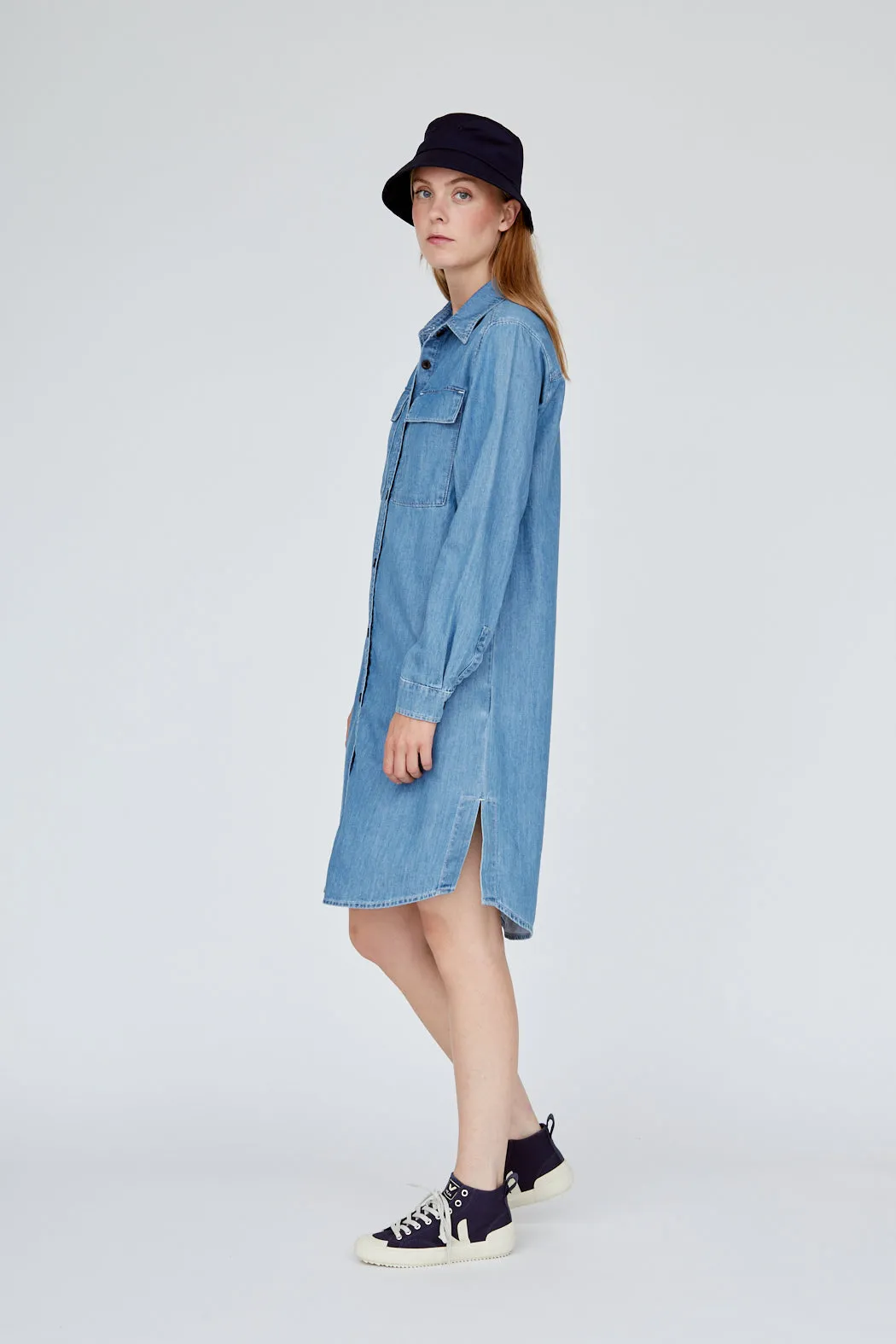 BASIC APPAREL Rose shirt dress 545-01 faded denim women