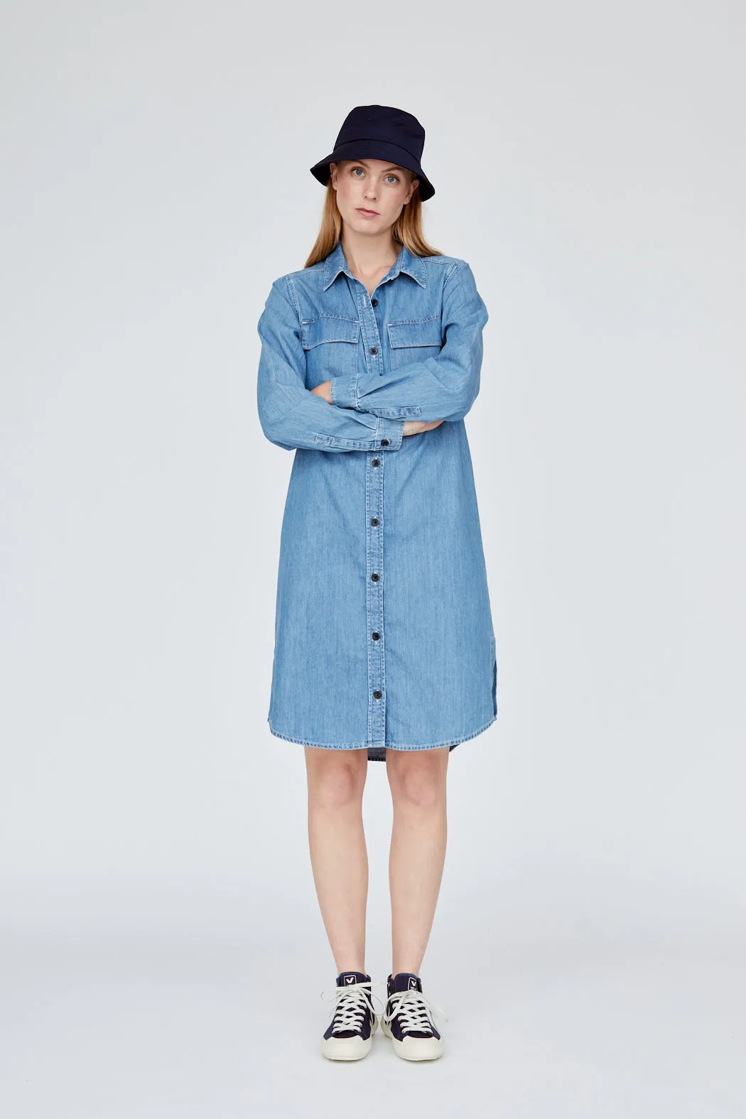 BASIC APPAREL Rose shirt dress 545-01 faded denim women