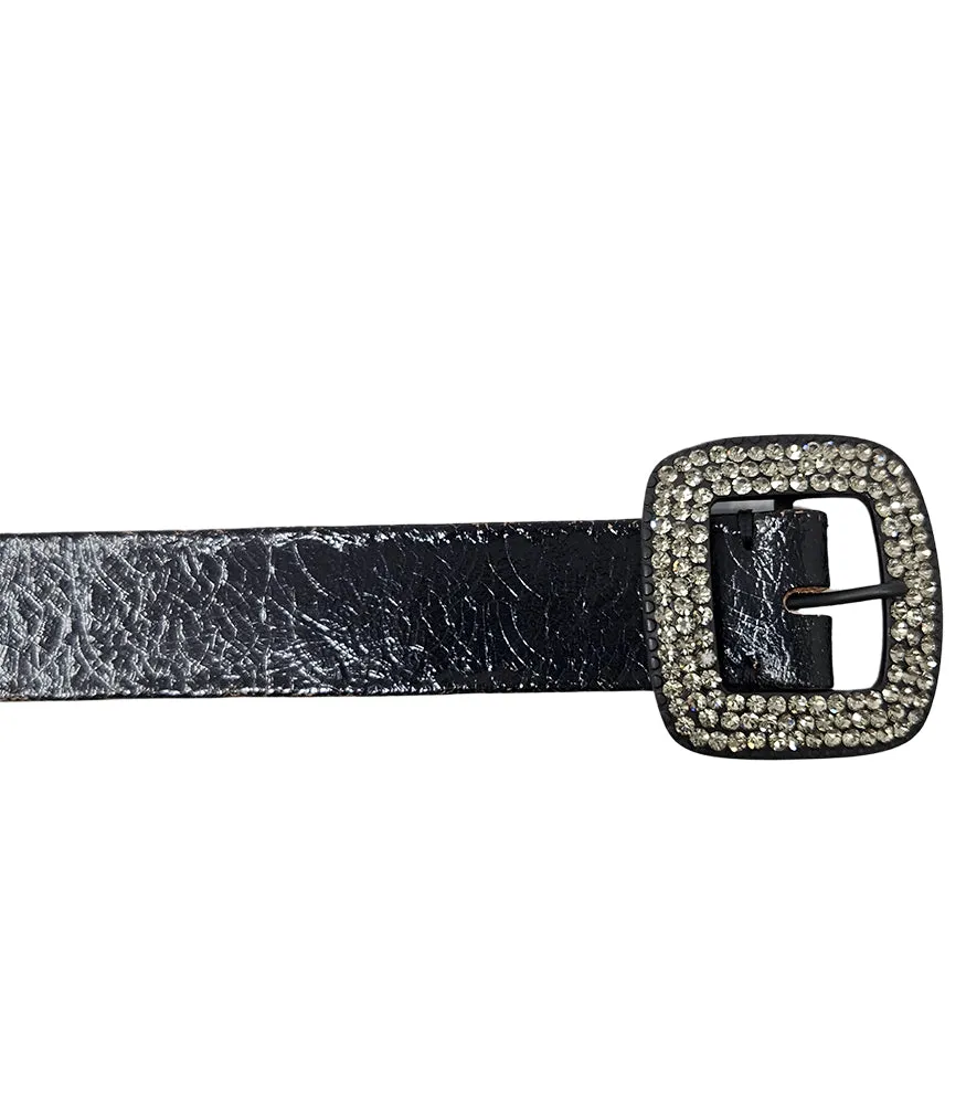 Black Cracked Leather Belt