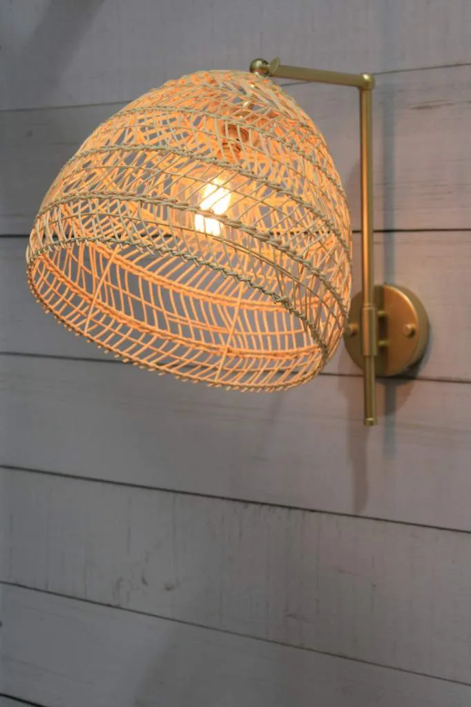 Bloomfield Rattan Hook Swivel Arm Wall Light