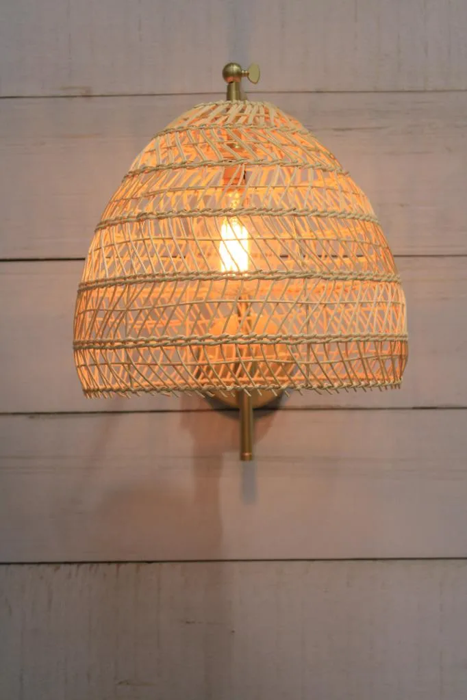 Bloomfield Rattan Hook Swivel Arm Wall Light