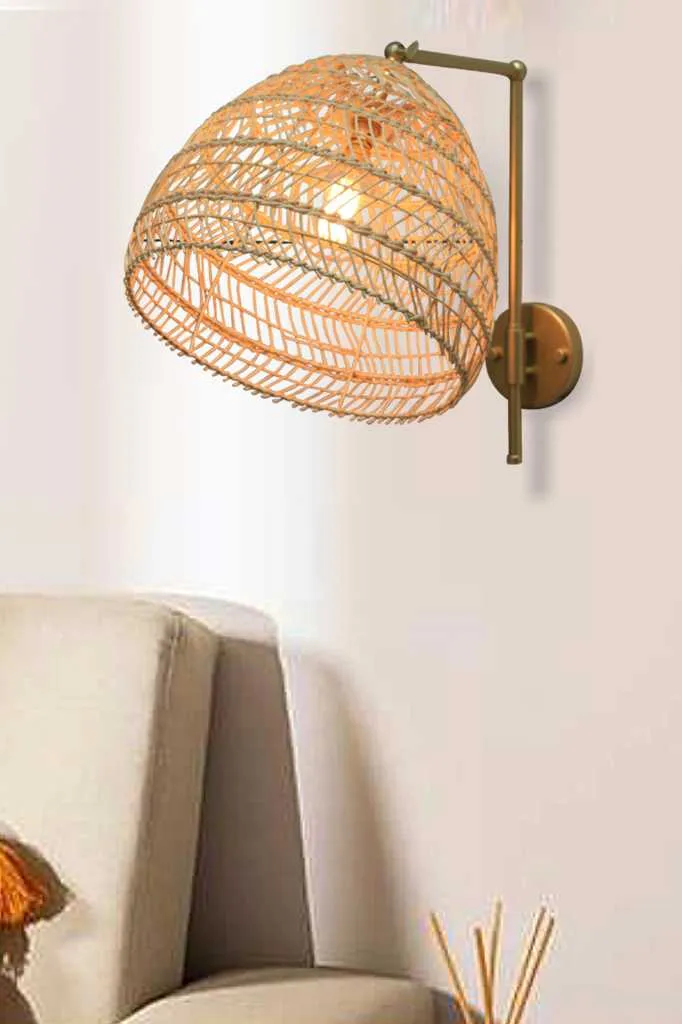 Bloomfield Rattan Hook Swivel Arm Wall Light