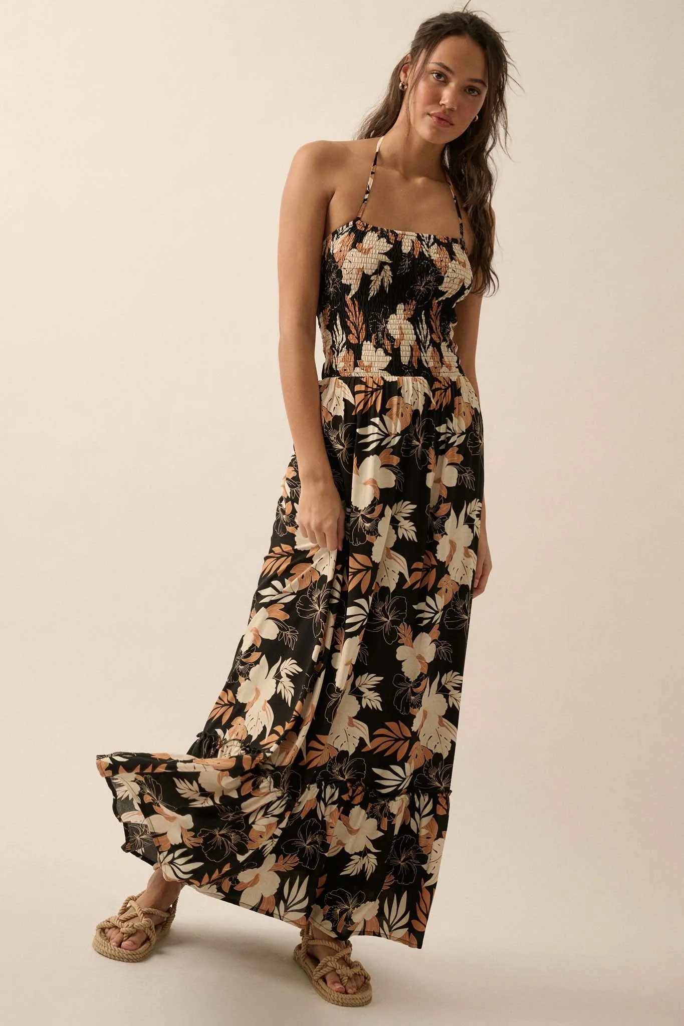 Boca Baby Floral Open-Back Smocked Maxi Sundress