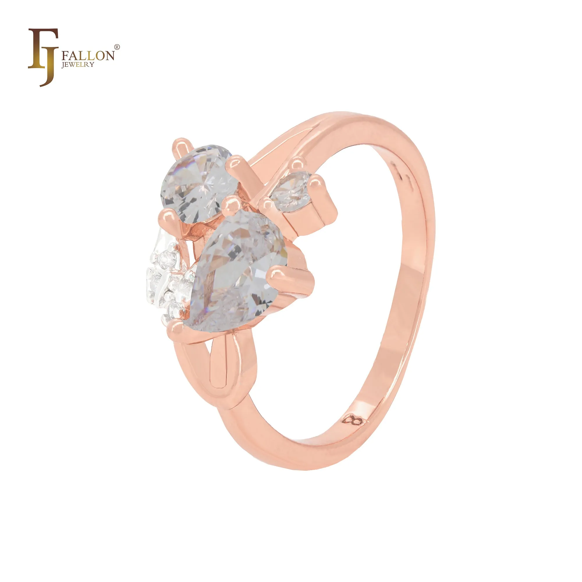 Butterfly with Lake Blue CZs Rose Gold Fashion Rings