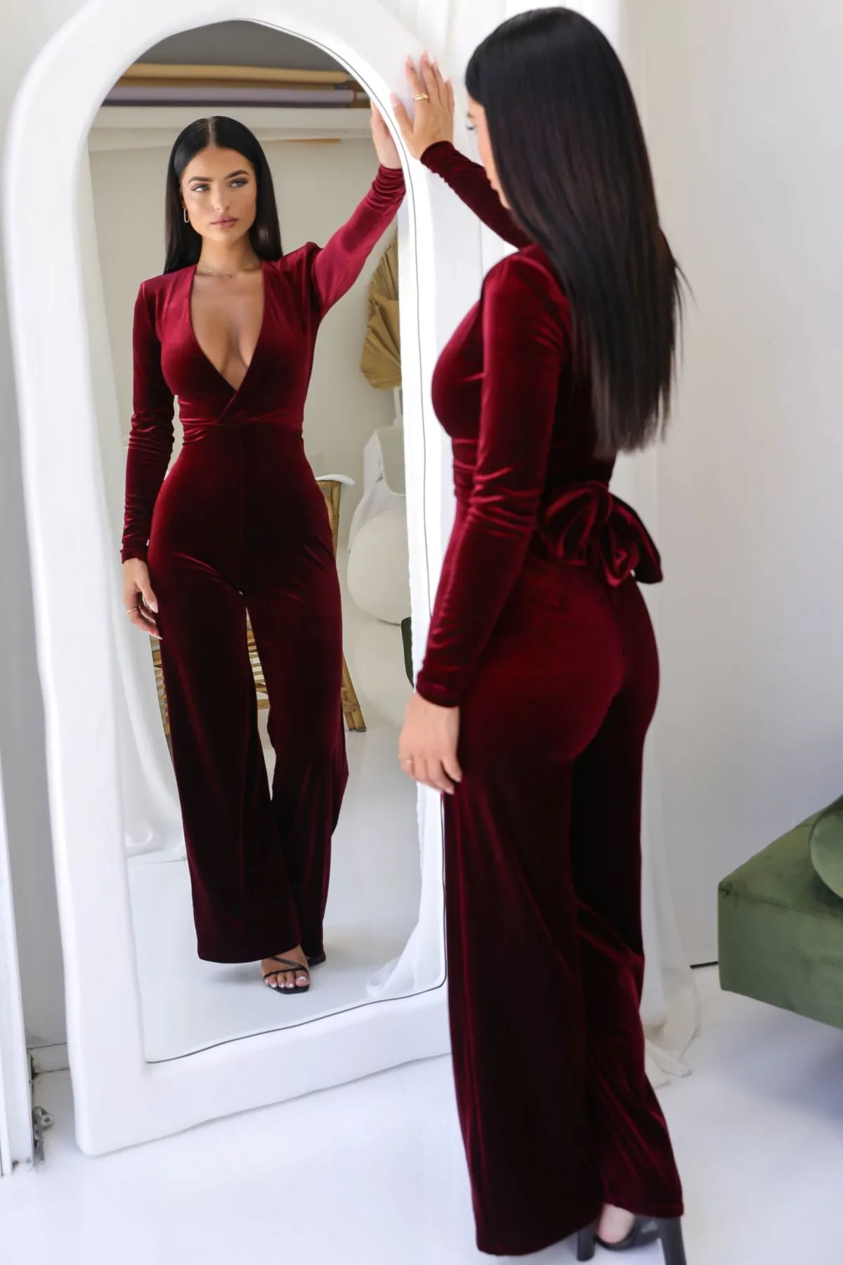 BUY IT NOOKIE Vamp Velvet Jumpsuit (Wine Red)