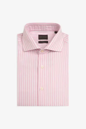 Camicia a righe operata rosa slim