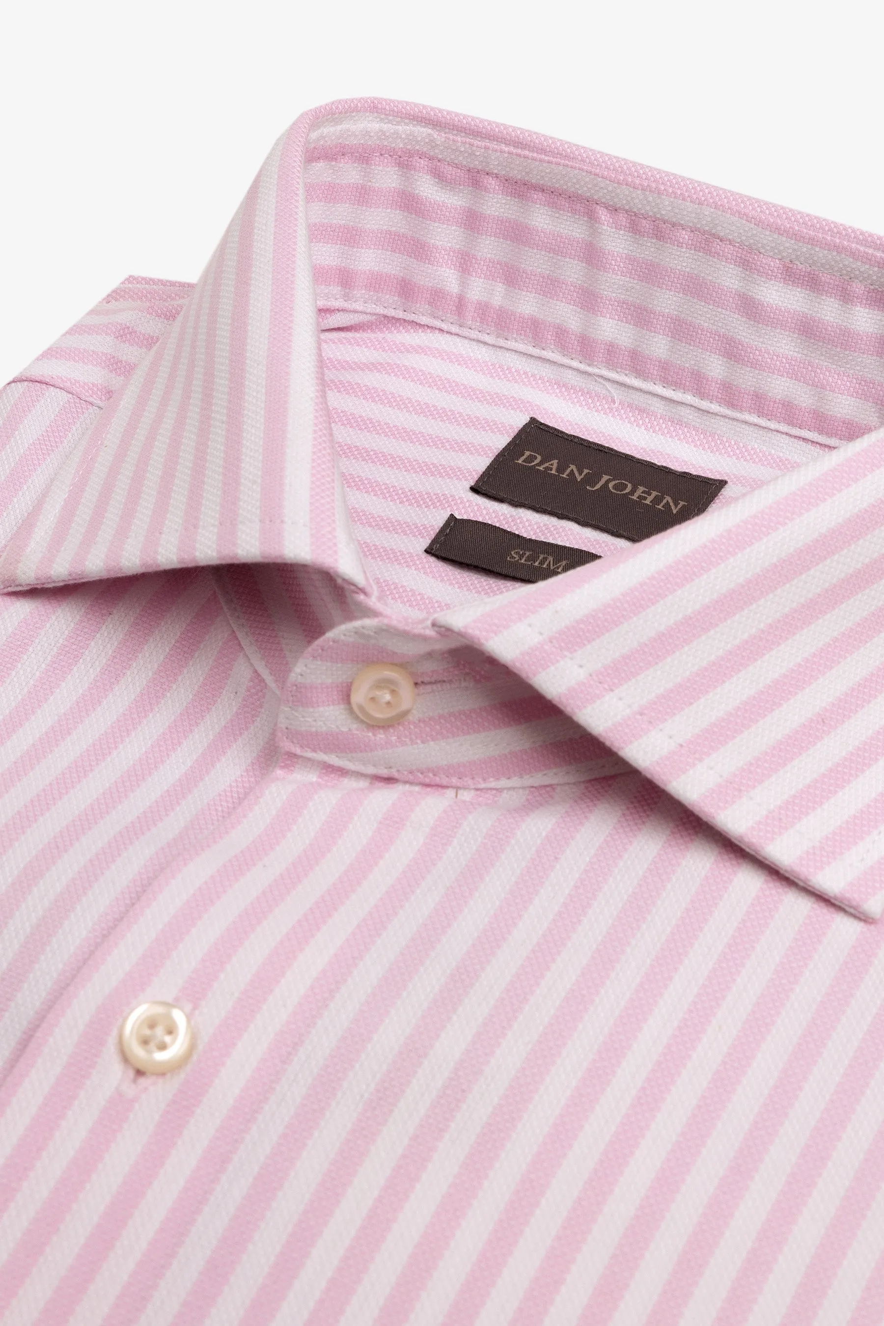 Camicia a righe operata rosa slim