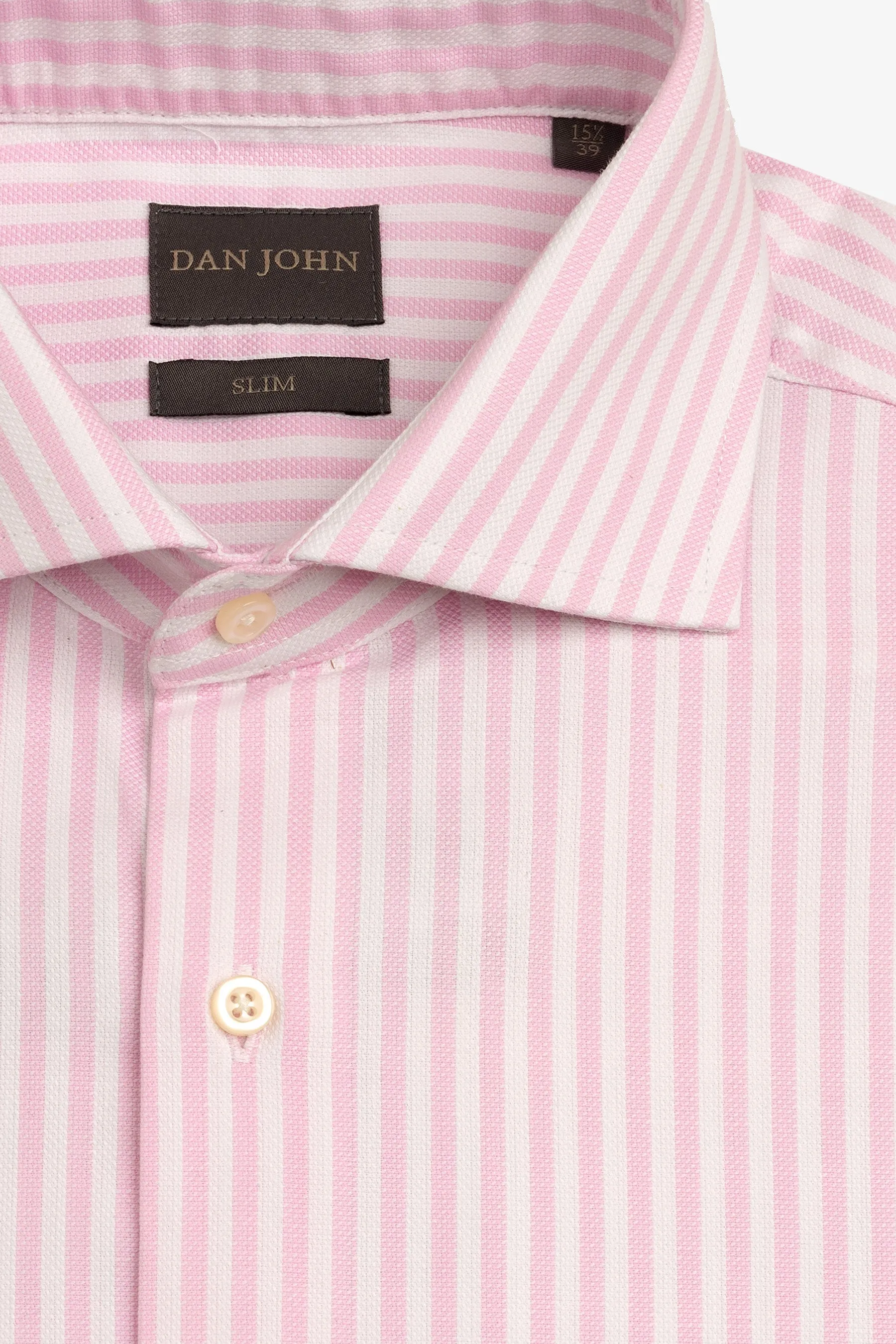 Camicia a righe operata rosa slim