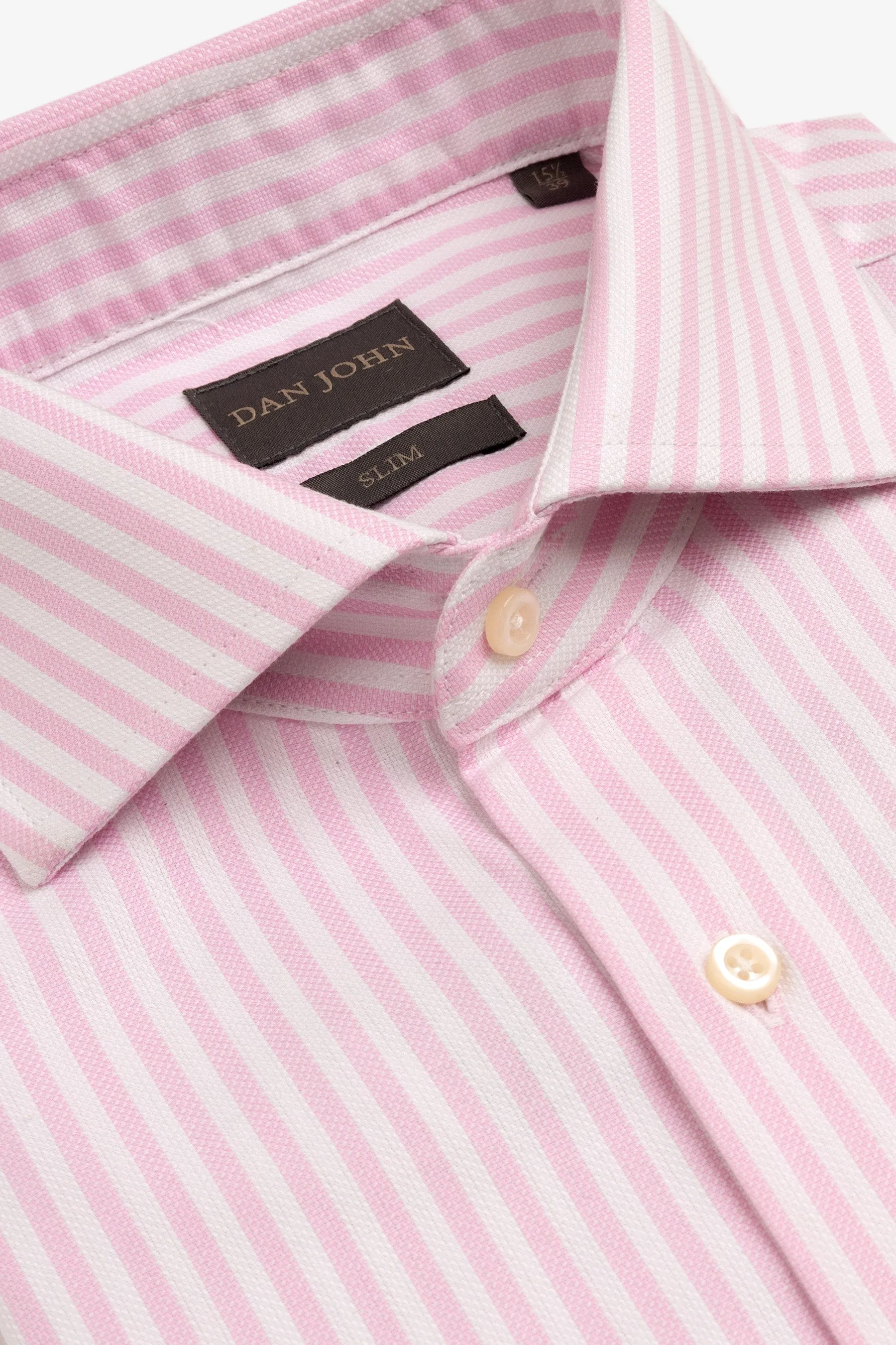 Camicia a righe operata rosa slim