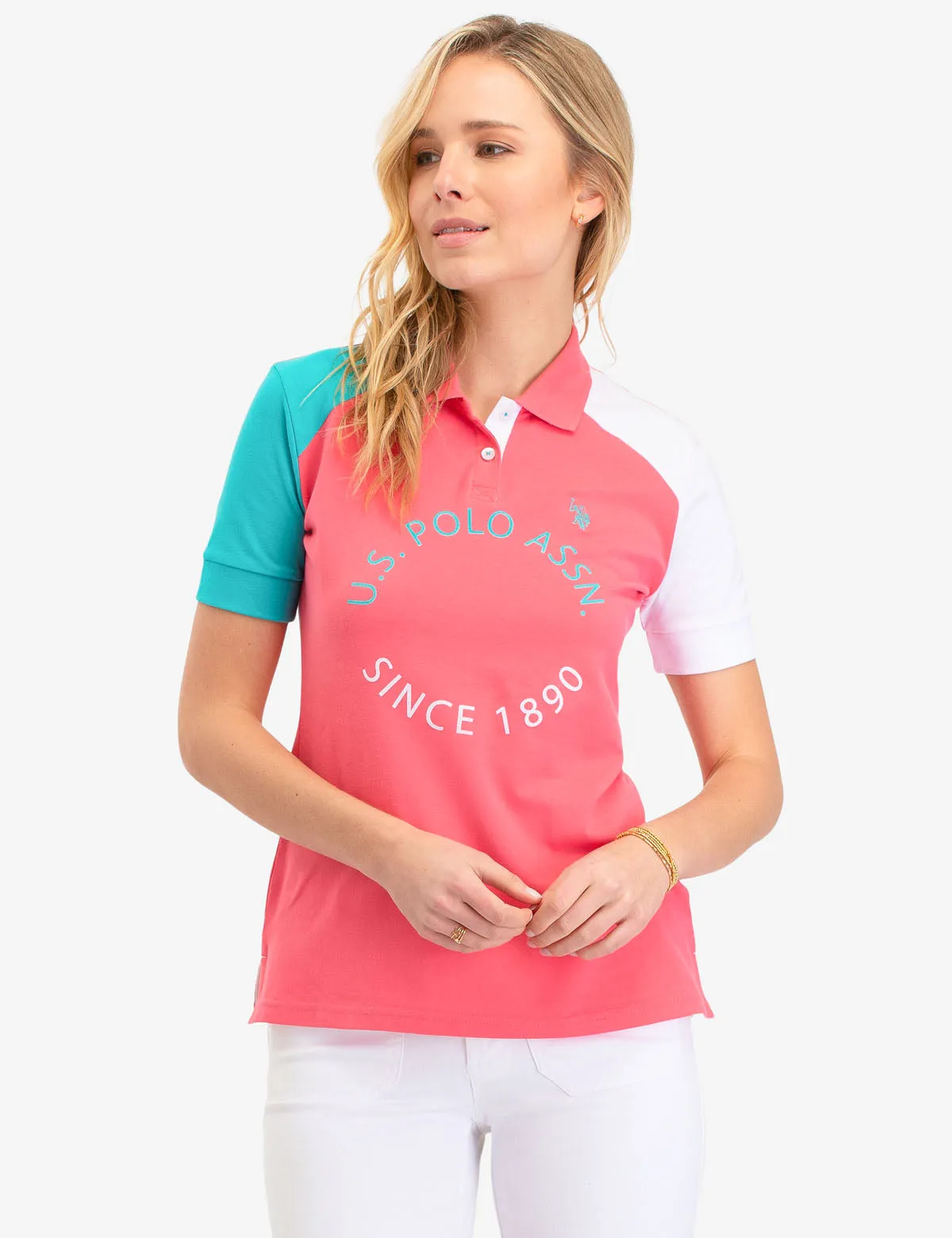 COLORBLOCK USPA CIRCLE LOGO POLO SHIRT