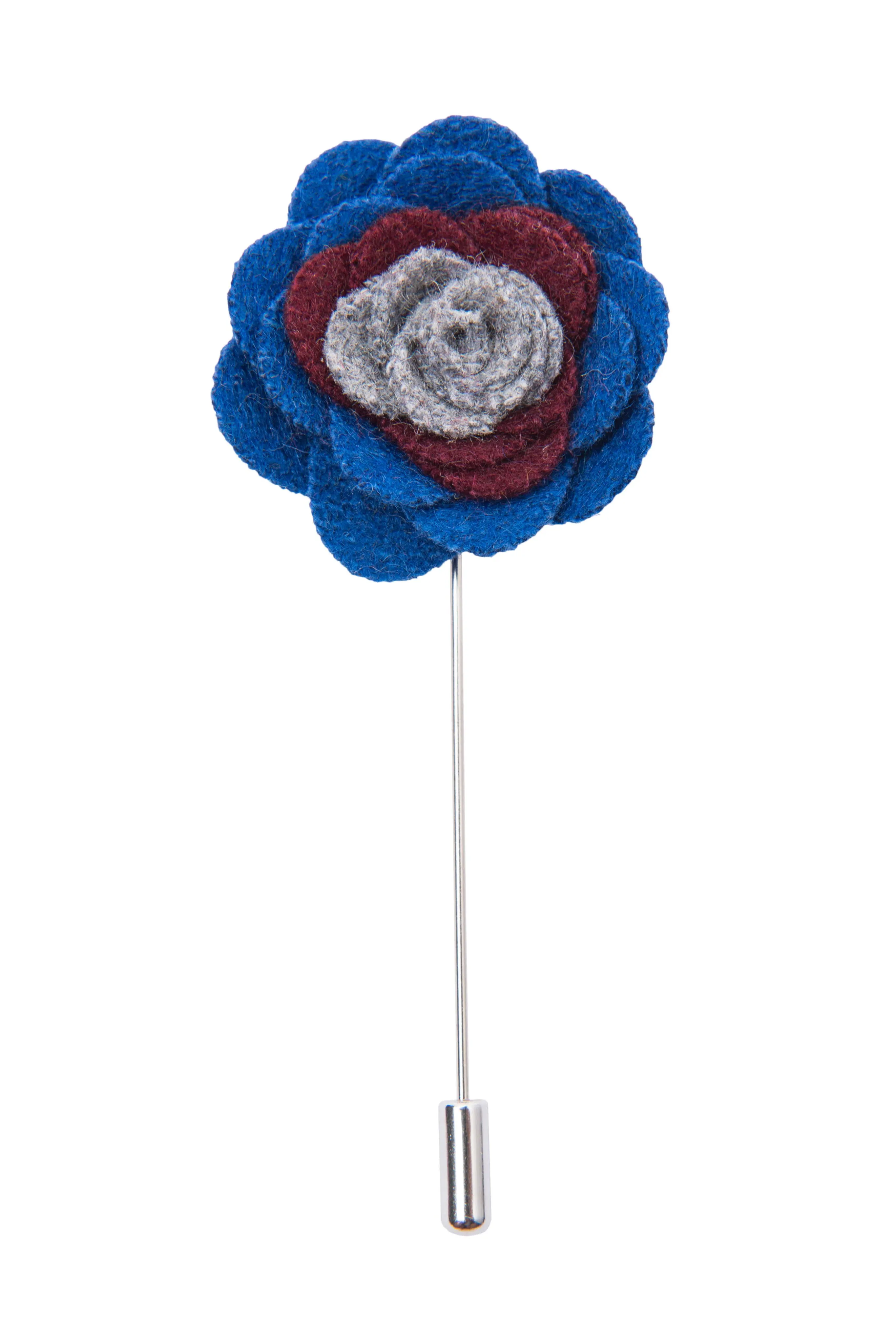 Concord Lapel Flower, Blue / Burgundy / Grey