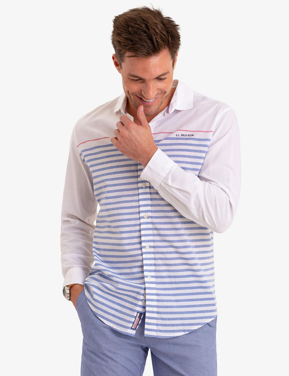 CONTRAST STRIPED LONG SLEEVE SHIRT