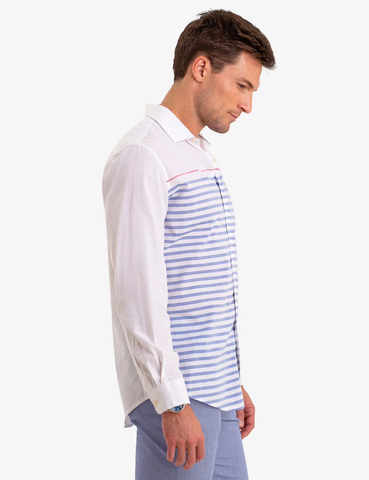 CONTRAST STRIPED LONG SLEEVE SHIRT