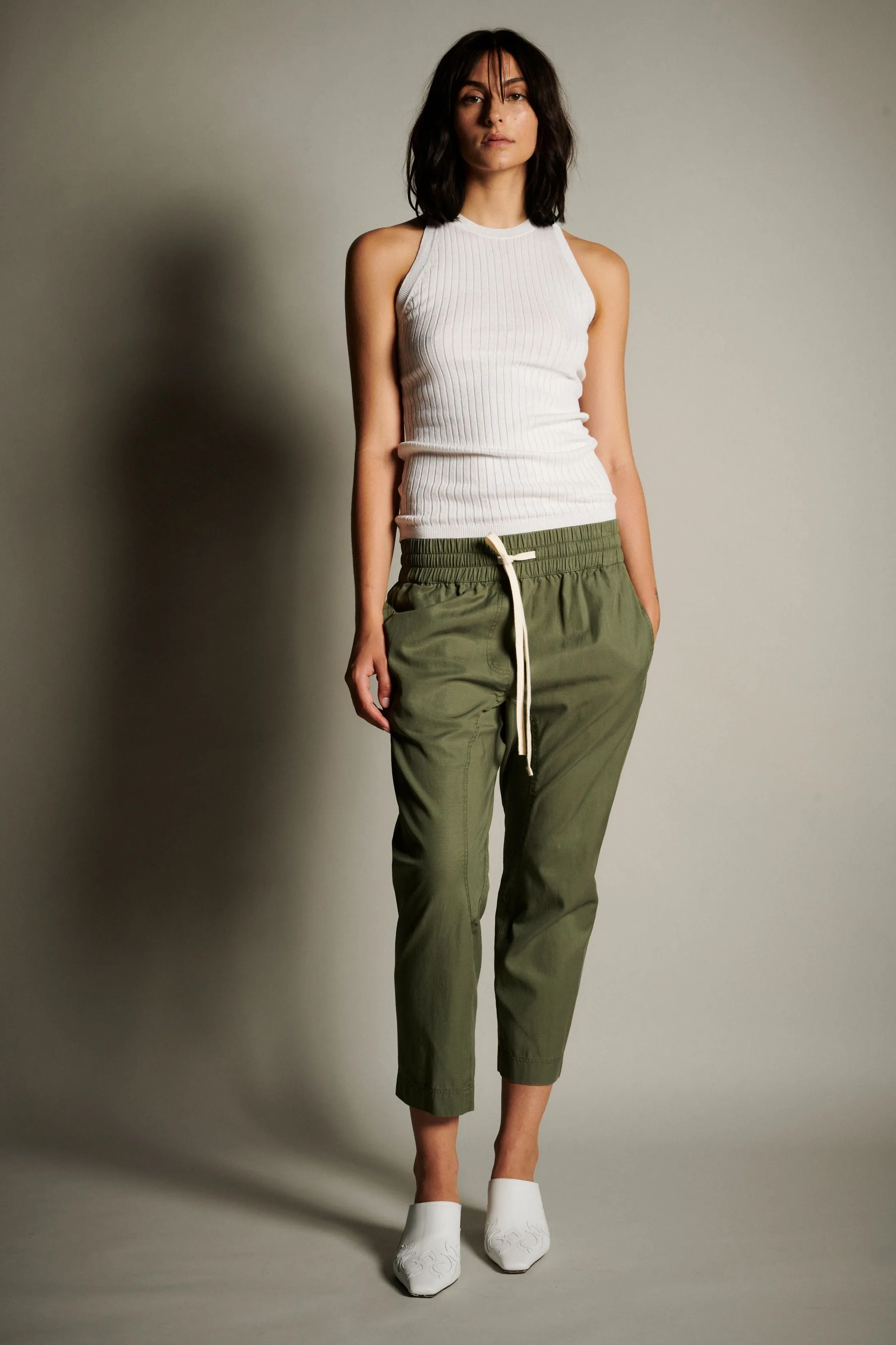 Cotton Jogger Pants with Gusset - Olive