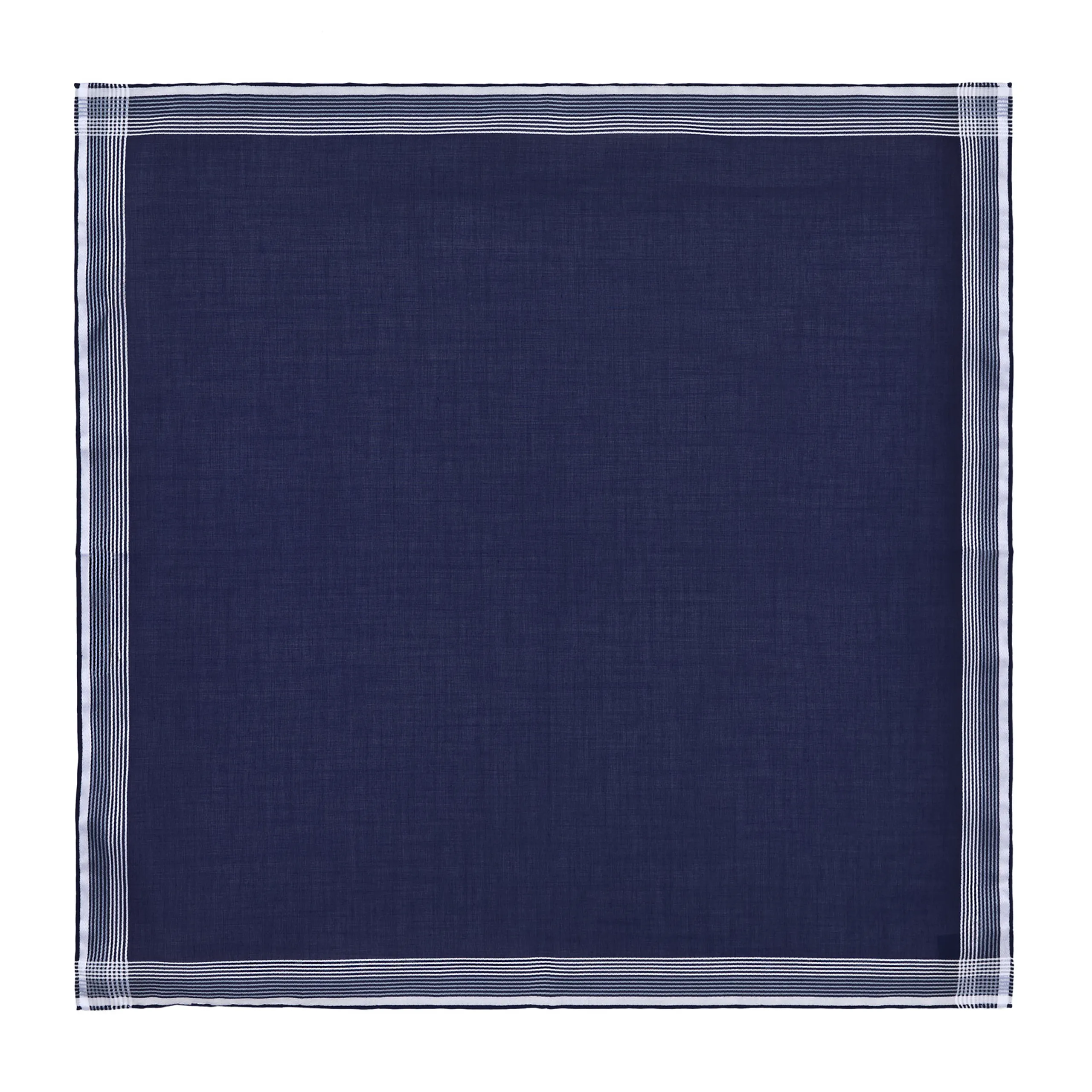 Cotton Pocket Square in Dark Blue and White