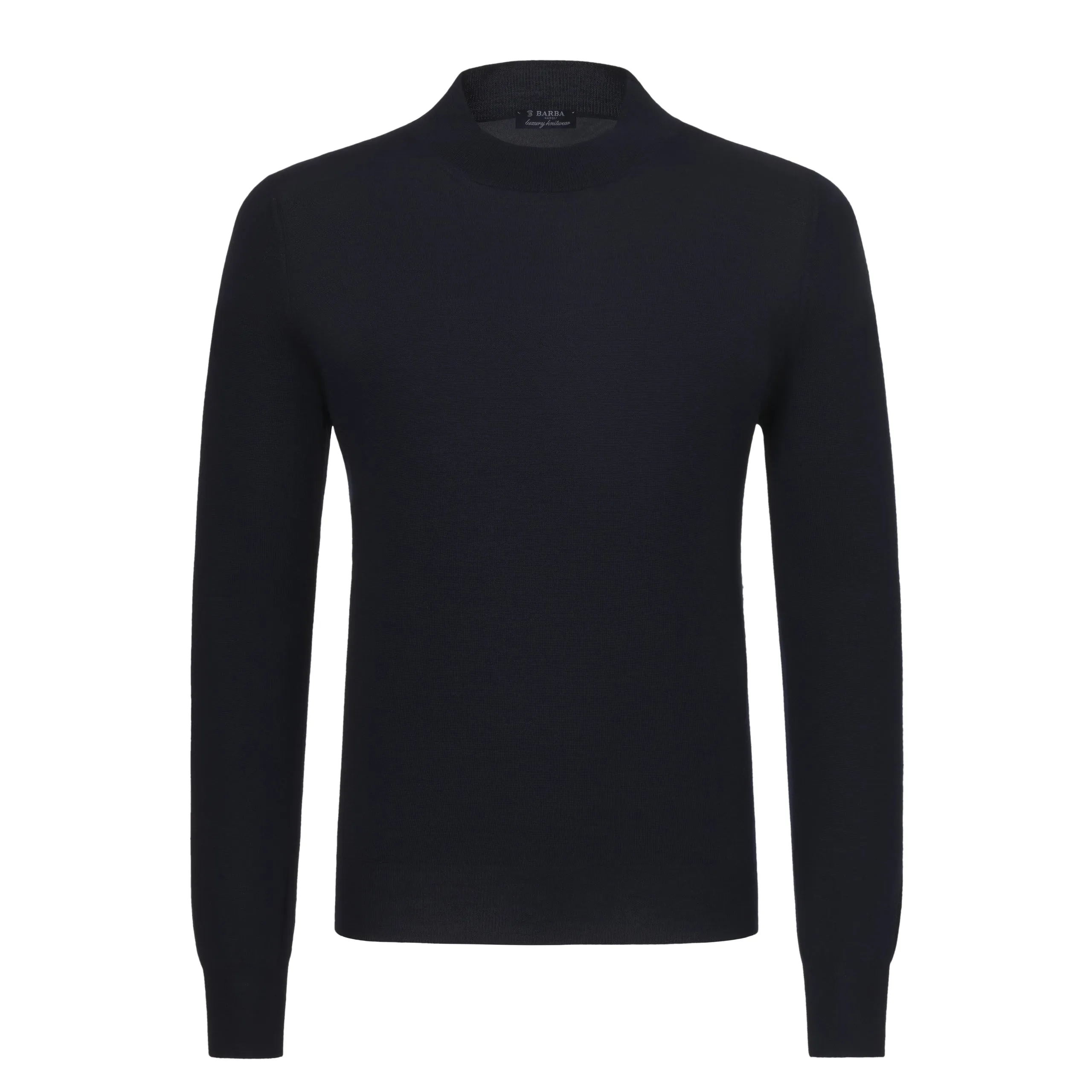 Crew-Neck Wool Pullover in Navy Blue