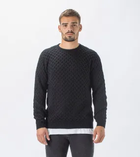 Diamond Crew Knit Black - Sale