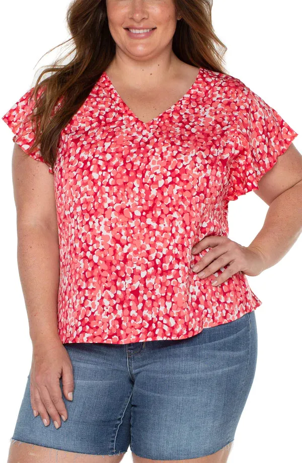 Double V Neck Flutter Sleeve | Watermelon Sugar Drop