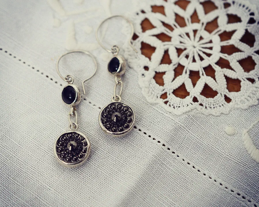 Drop set button earrings (one-off)