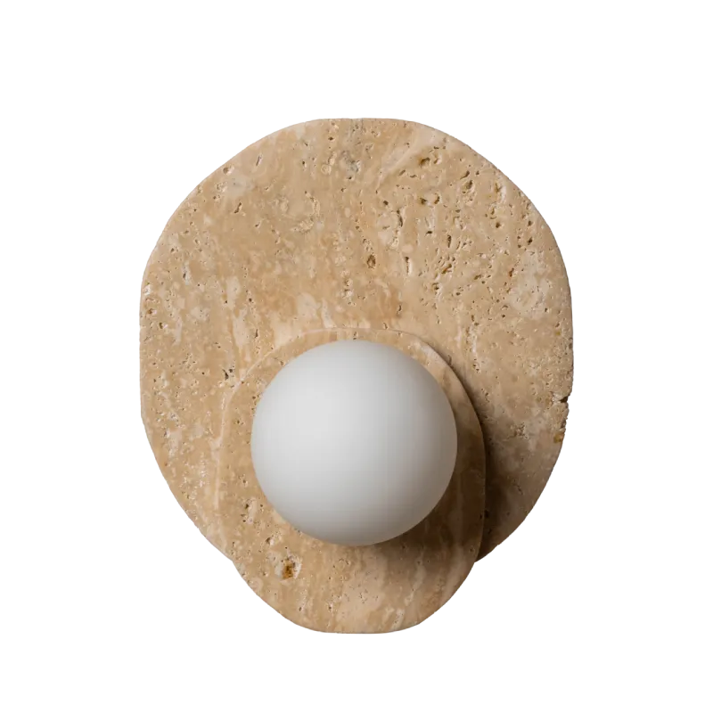 Dual Travertine Disc Wall Light