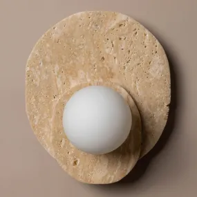 Dual Travertine Disc Wall Light