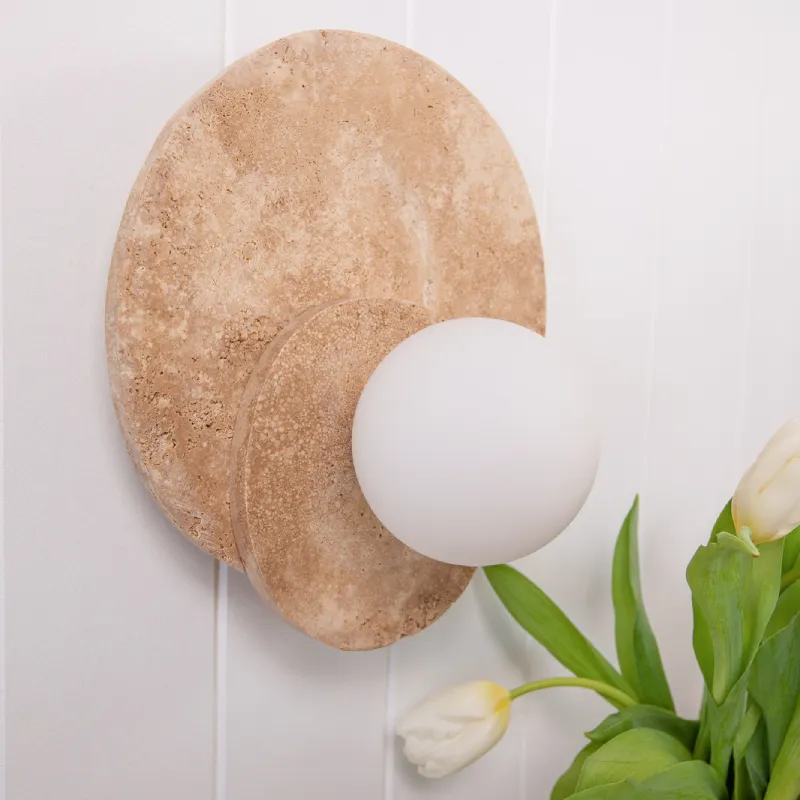 Dual Travertine Disc Wall Light