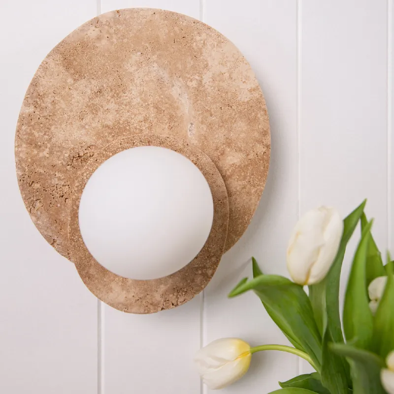 Dual Travertine Disc Wall Light