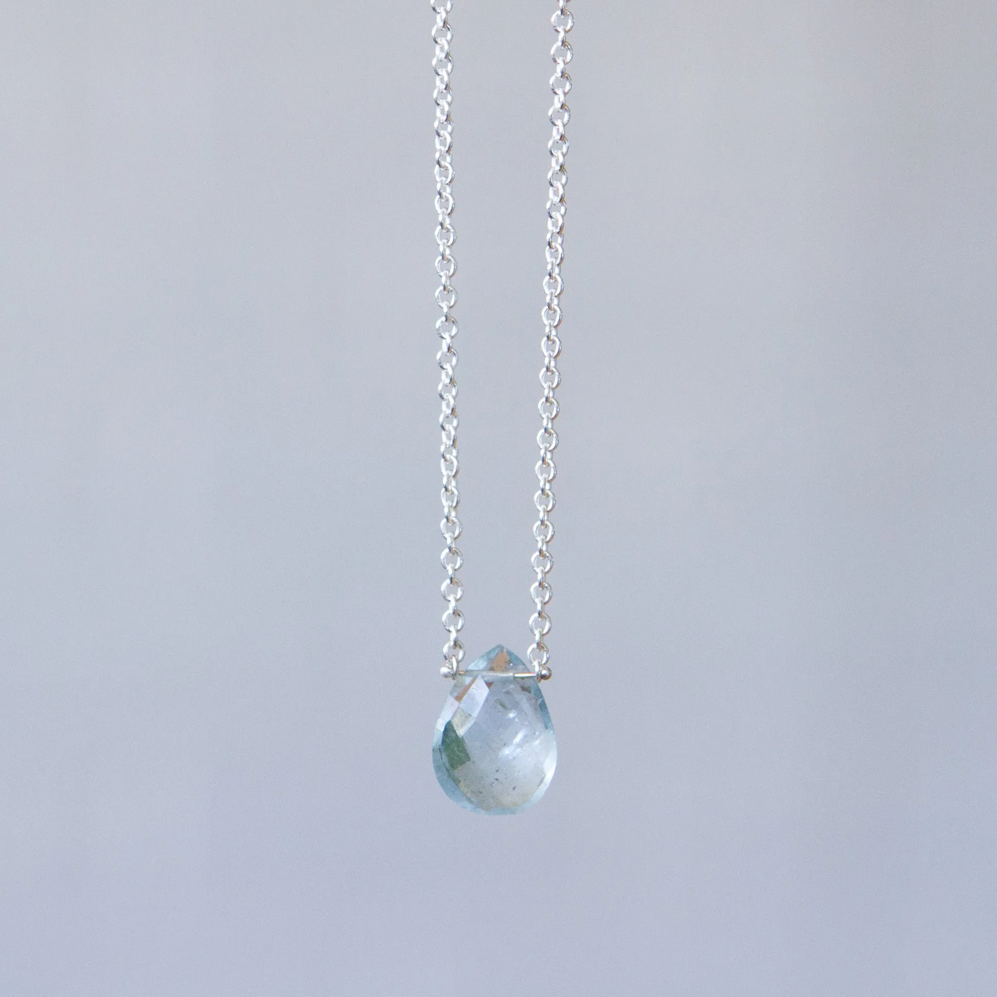 Elemental Aquamarine Necklace in Silver