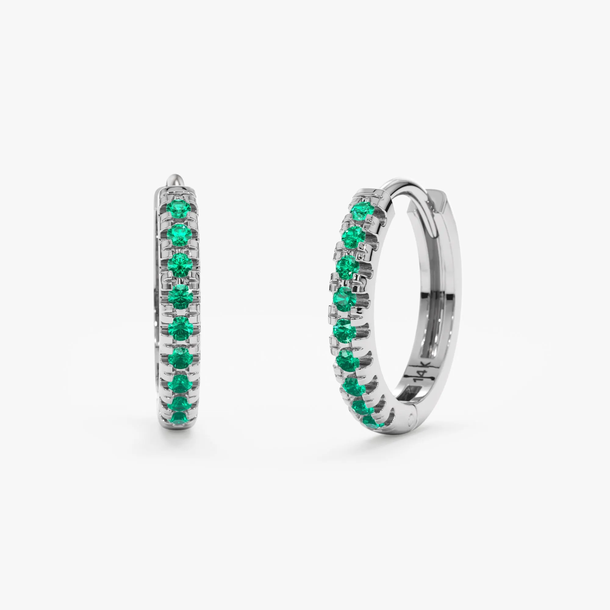 Emerald Huggie Hoop Earrings, Esmeralda