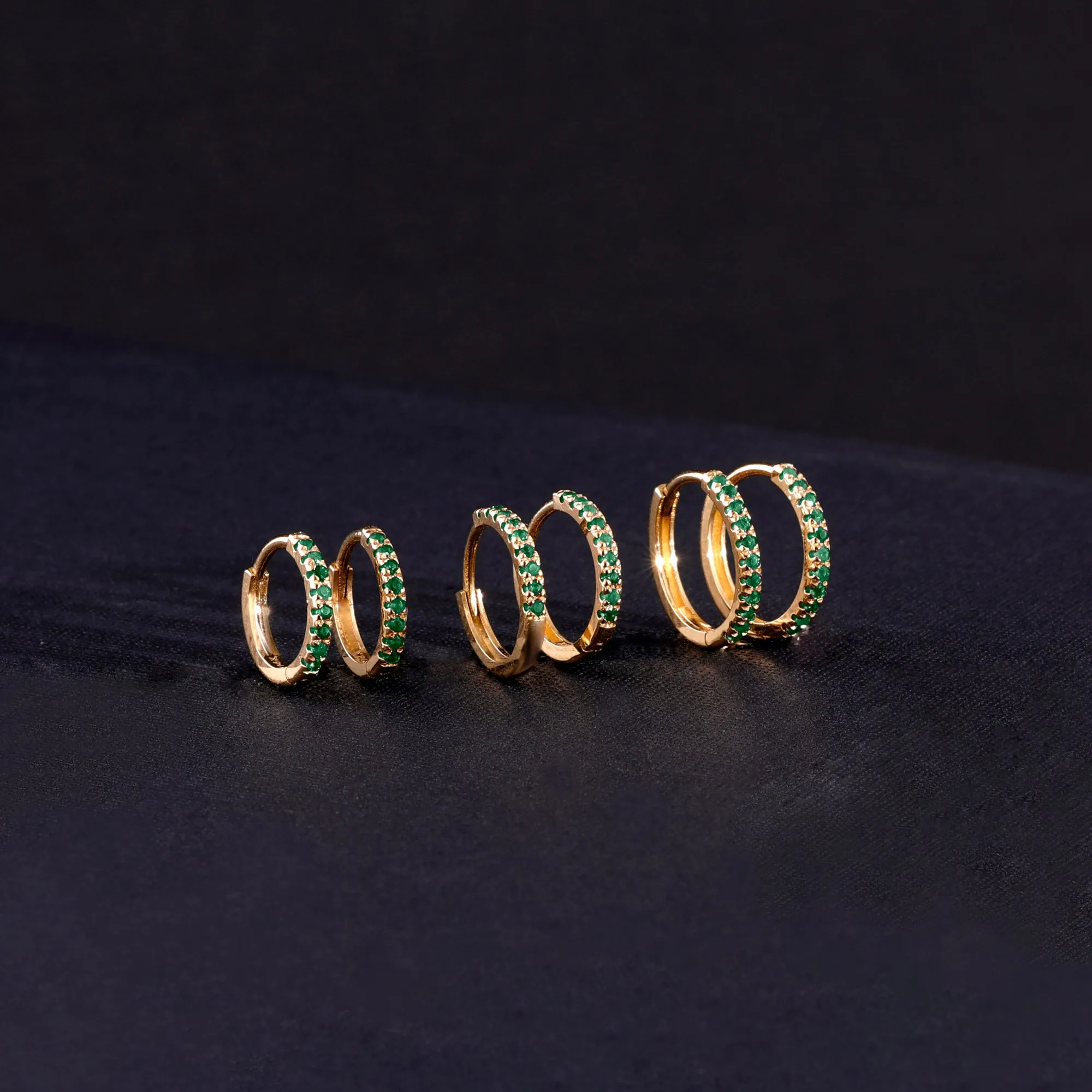 Emerald Huggie Hoop Earrings, Esmeralda