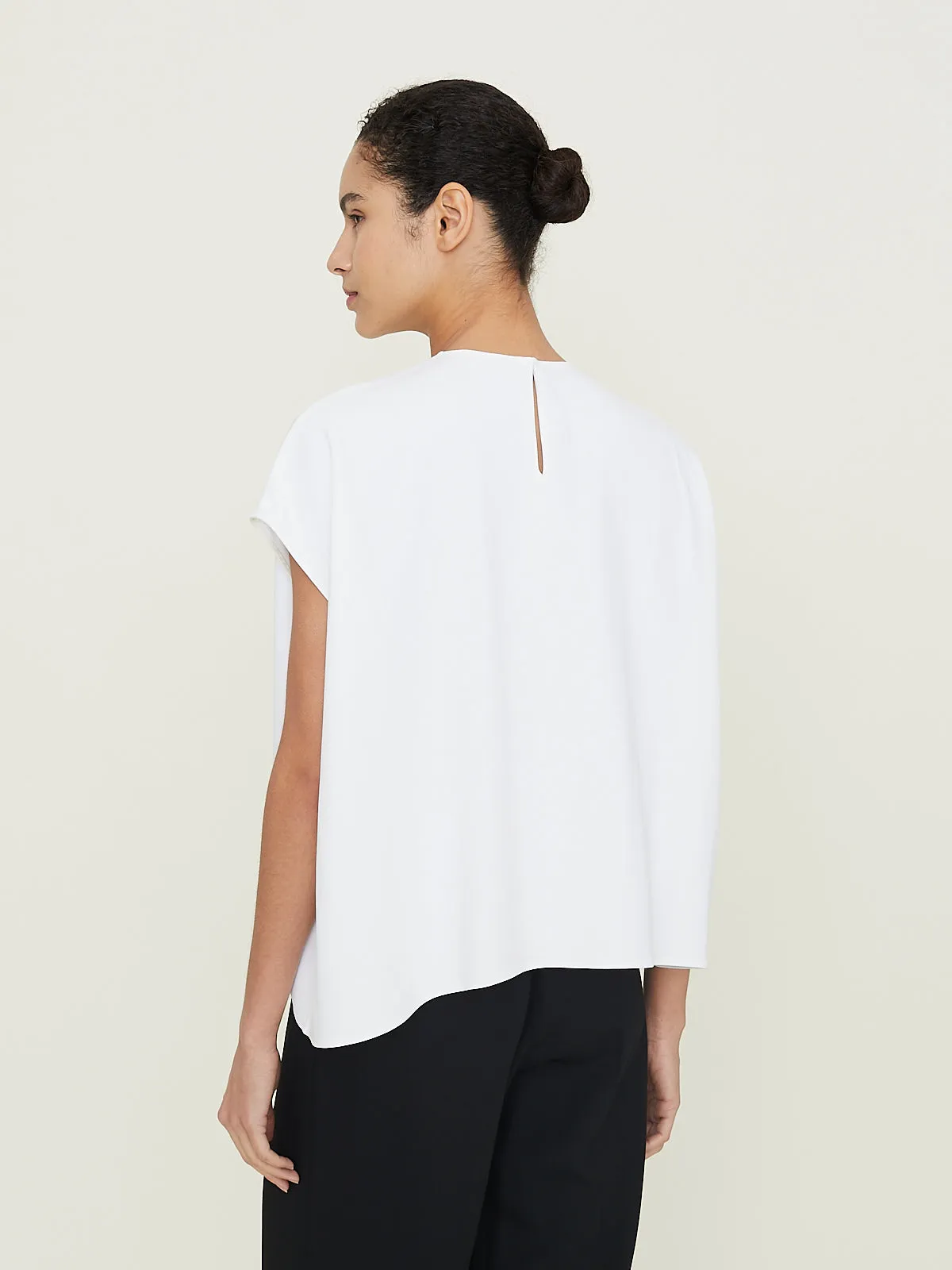 Ethel Asymmetrical Sleeveless Top in White